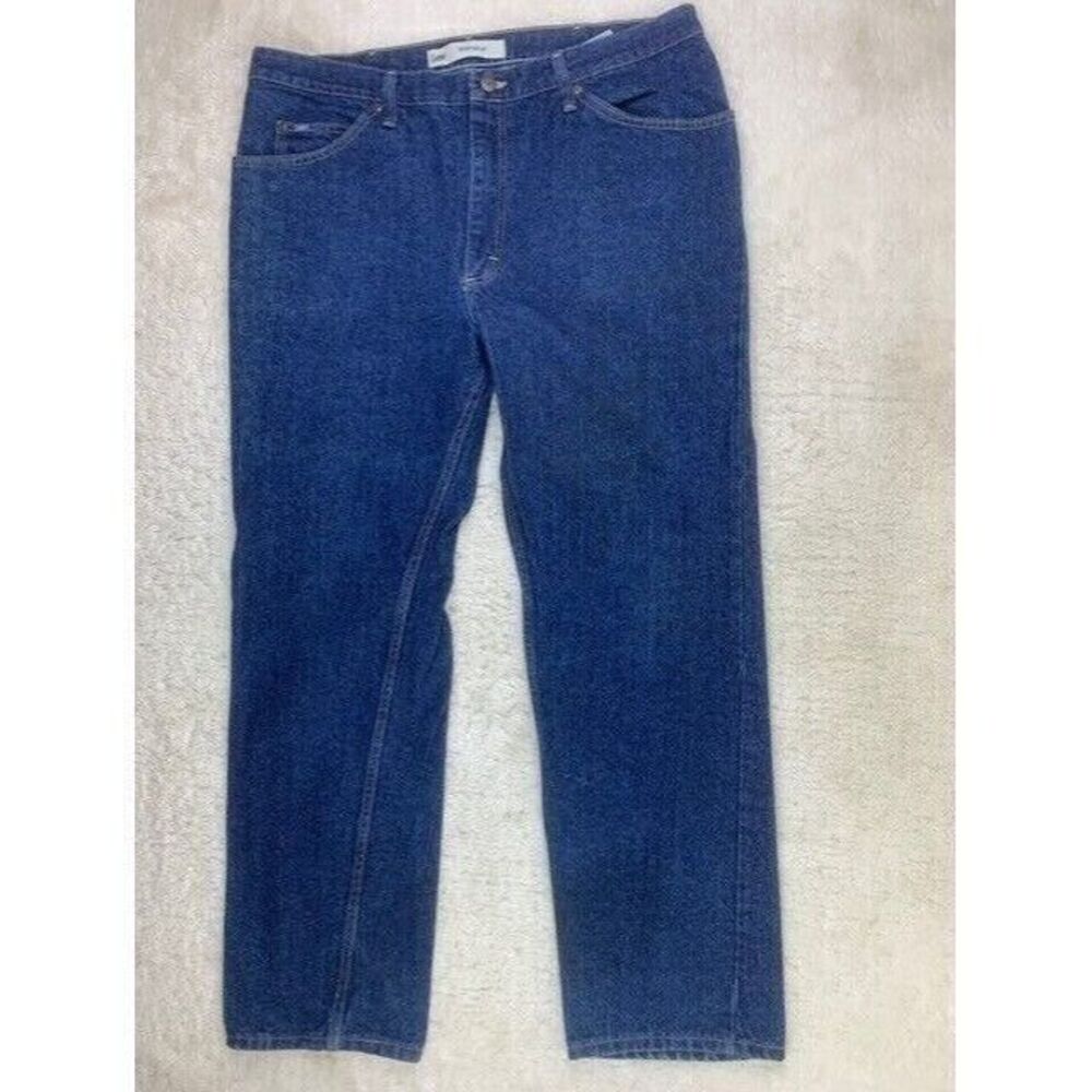 Lee Size 40x32 Mens Jeans Cotton Straight Leg Dark Wash Reg Fit